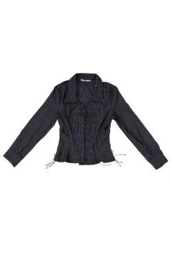 Libby Pinstripe Corset-Lace Shirt