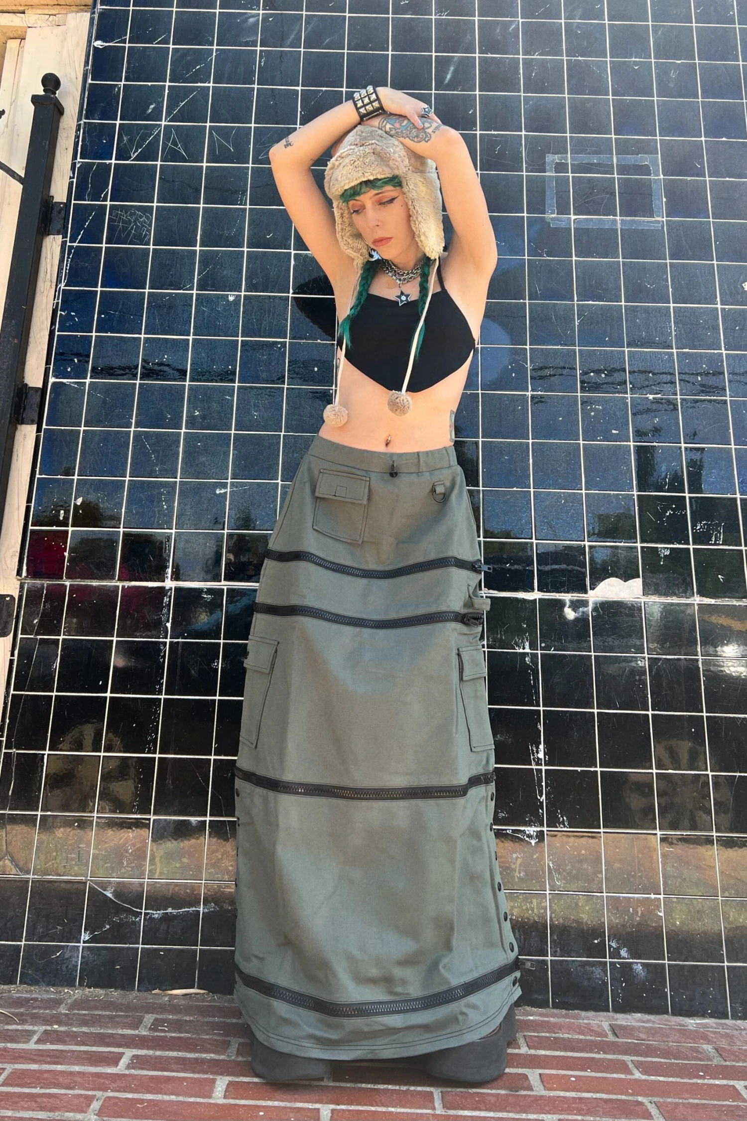 Olive Carmen 5-in-1 Convertible Cargo Skirt 2 Olive Carmen 5-in-1 Convertible Cargo Skirt - Image 2