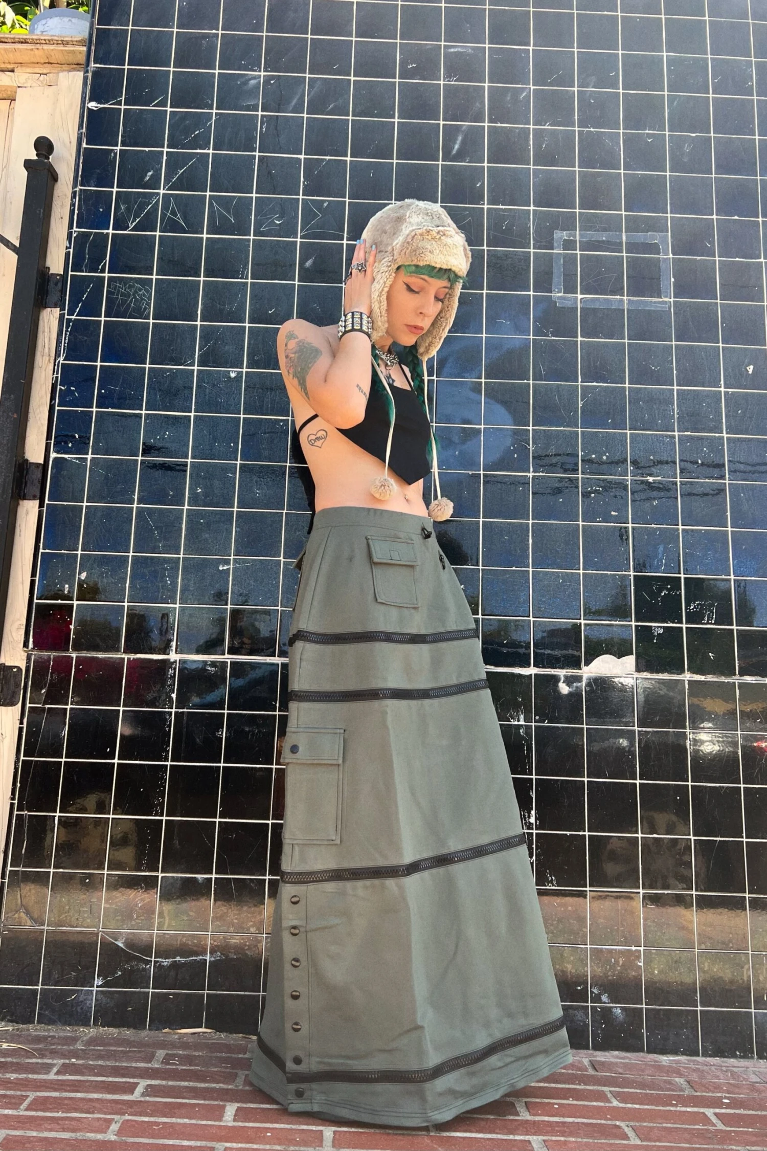 Olive Carmen 5-in-1 Convertible Cargo Skirt 4 Olive Carmen 5-in-1 Convertible Cargo Skirt - Image 4