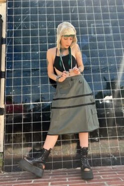 Olive Carmen 5-in-1 Convertible Cargo Skirt 25 Olive Carmen 5-in-1 Convertible Cargo Skirt -TUNNEL Vision Shop grn6