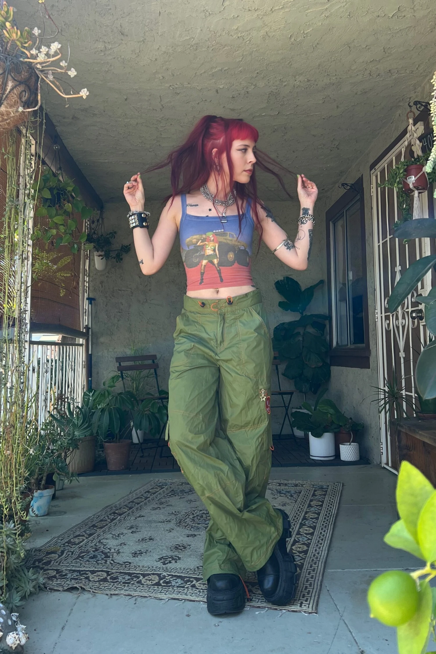 Splendor Olive Parachute Pants 2 Splendor Olive Parachute Pants - Image 2