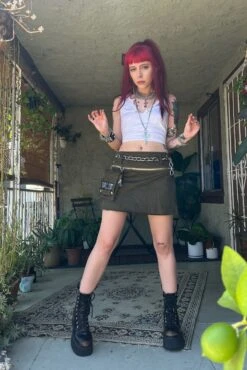 Max Olive Utility Mini Skirt -TUNNEL Vision Shop jygkuyj