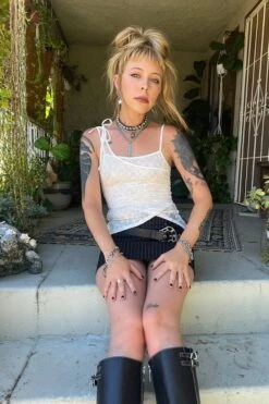 Disco White Lace Criss-Cross Layer Top 24 Disco White Lace Criss-Cross Layer Top -TUNNEL Vision Shop khewBFSA