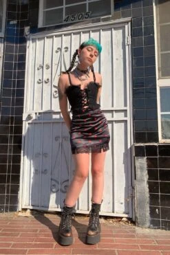 Kiki Heart Crossbones Lace-Trim Mini Skirt 25 Kiki Heart Crossbones Lace-Trim Mini Skirt -TUNNEL Vision Shop kiki1