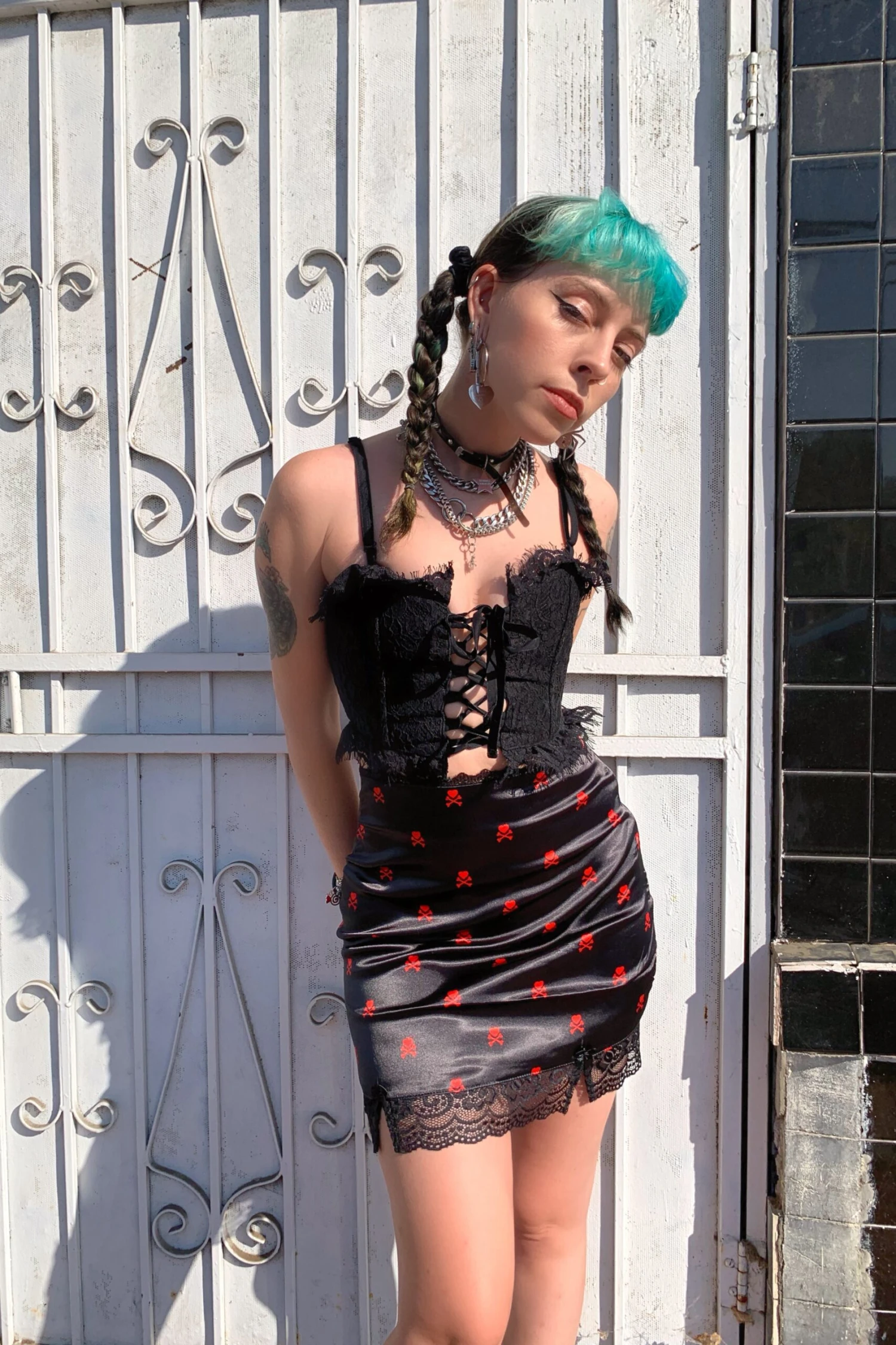 Kiki Heart Crossbones Lace-Trim Mini Skirt 3 Kiki Heart Crossbones Lace-Trim Mini Skirt - Image 3