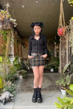 Libby Black Corset-Lace Shirt -TUNNEL Vision Shop kwgfe