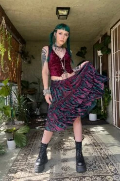 Louisa May Velvet Burnout Ruffle Skirt -TUNNEL Vision Shop sD