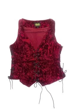Evie Burgundy Velvet Lace-Up Top