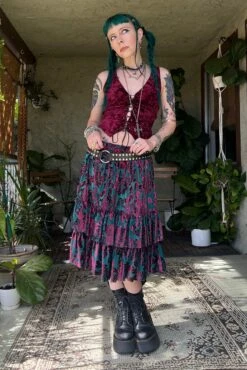 Louisa May Velvet Burnout Ruffle Skirt -TUNNEL Vision Shop sDVzx