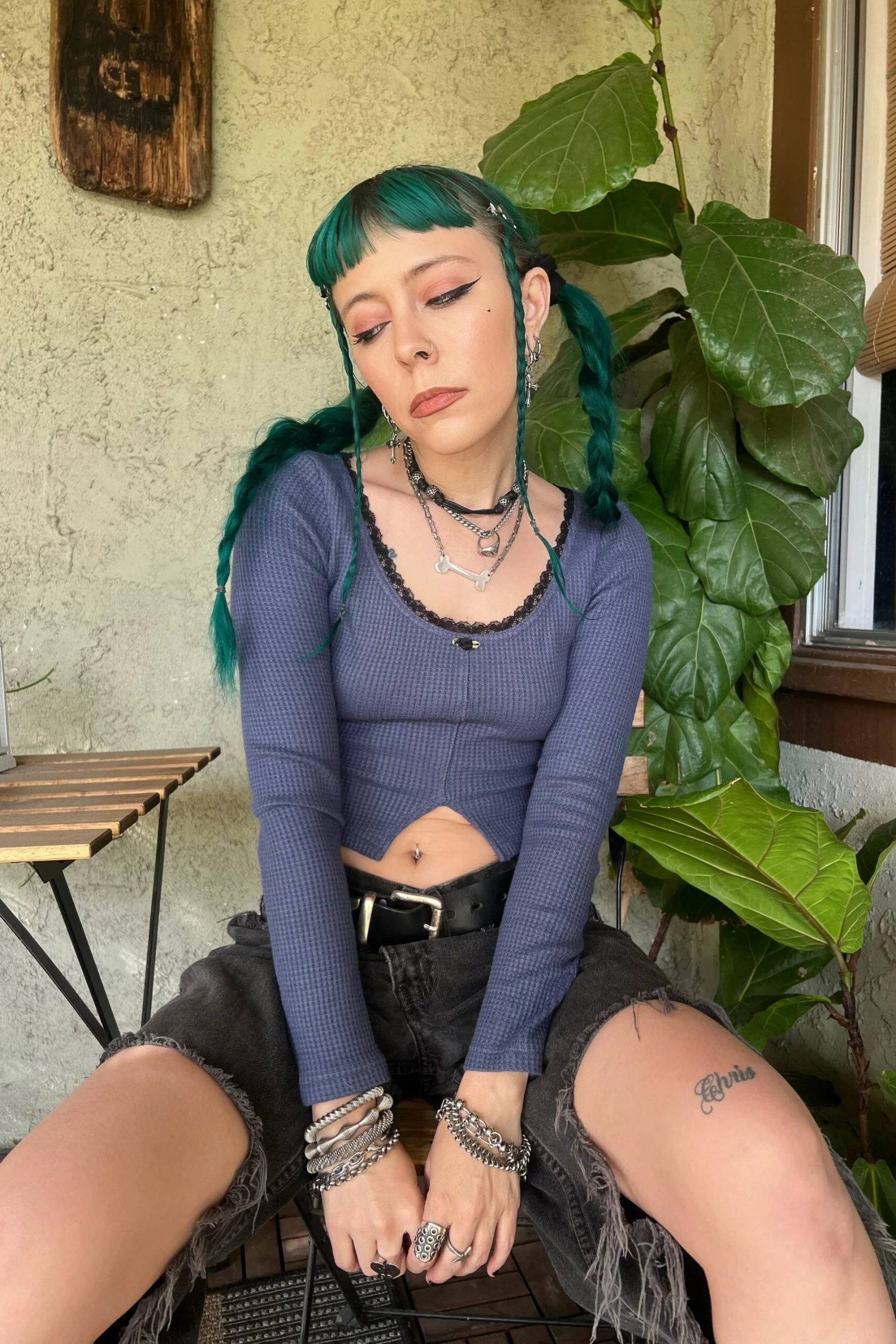 Rosa Blue Lace-Trimmed Thermal Long-Sleever 5 Rosa Blue Lace-Trimmed Thermal Long-Sleever - Image 5