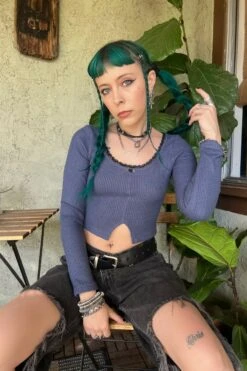 Rosa Blue Lace-Trimmed Thermal Long-Sleever 26 Rosa Blue Lace-Trimmed Thermal Long-Sleever -TUNNEL Vision Shop sgdx