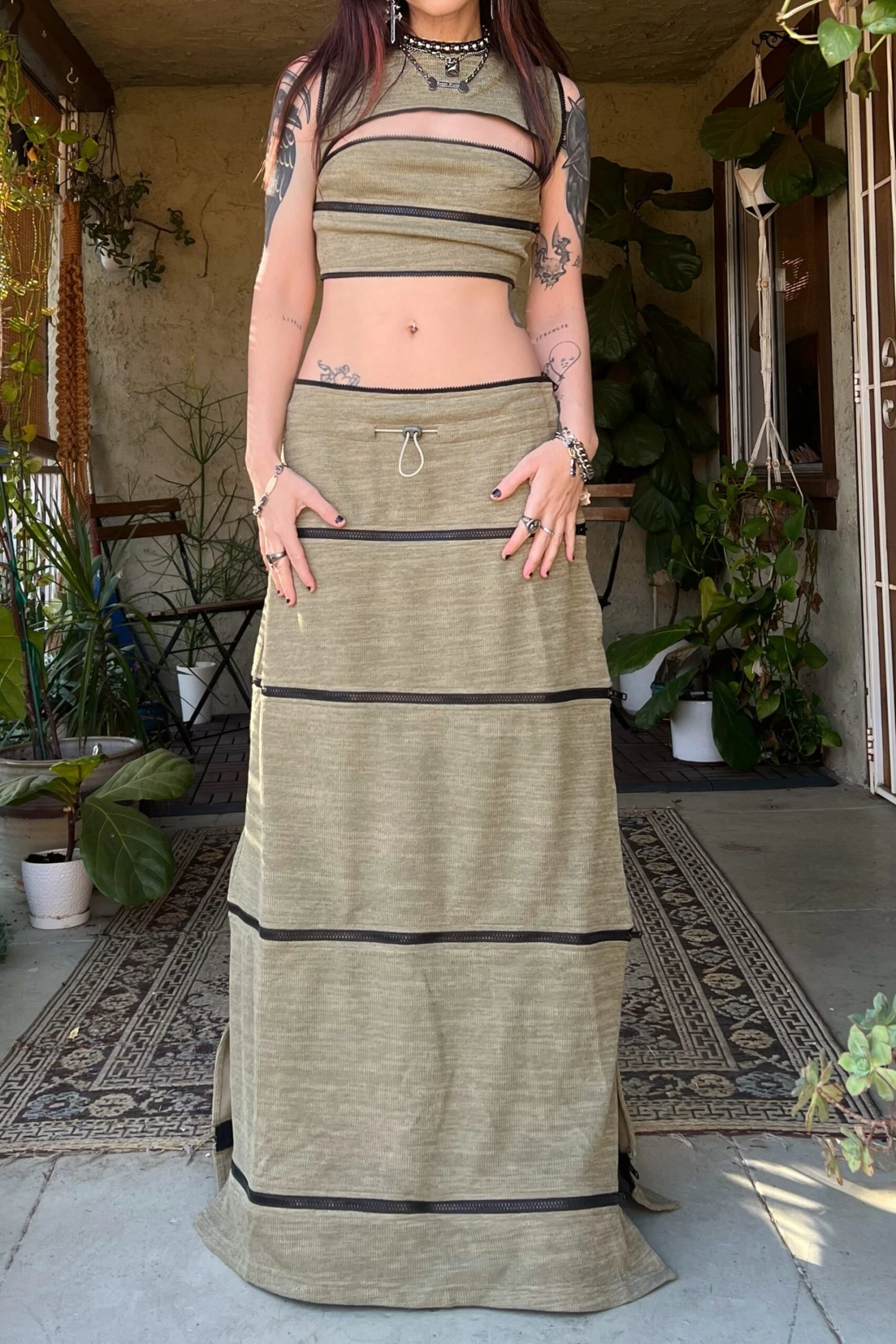 40-in-1 Olive Green Zip-Off Convertible Dress 2 40-in-1 Olive Green Zip-Off Convertible Dress - Image 2