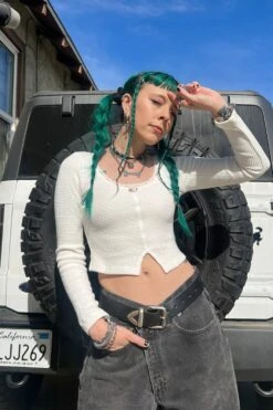 Rosa White Lace-Trimmed Thermal Long-Sleever 25 Rosa White Lace-Trimmed Thermal Long-Sleever -TUNNEL Vision Shop svdJB