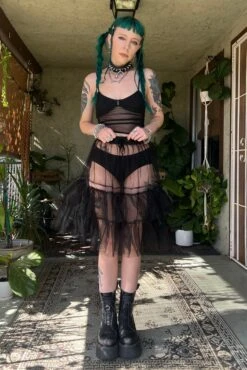Louisa May Sheer Black Ruffle Skirt 25 Louisa May Sheer Black Ruffle Skirt -TUNNEL Vision Shop wegGS