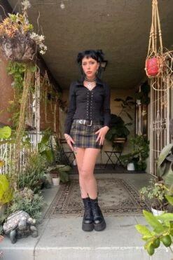 Libby Black Corset-Lace Shirt -TUNNEL Vision Shop wekjhsfBDV