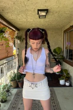 Amber White Stretch Mini Skort -TUNNEL Vision Shop wht2