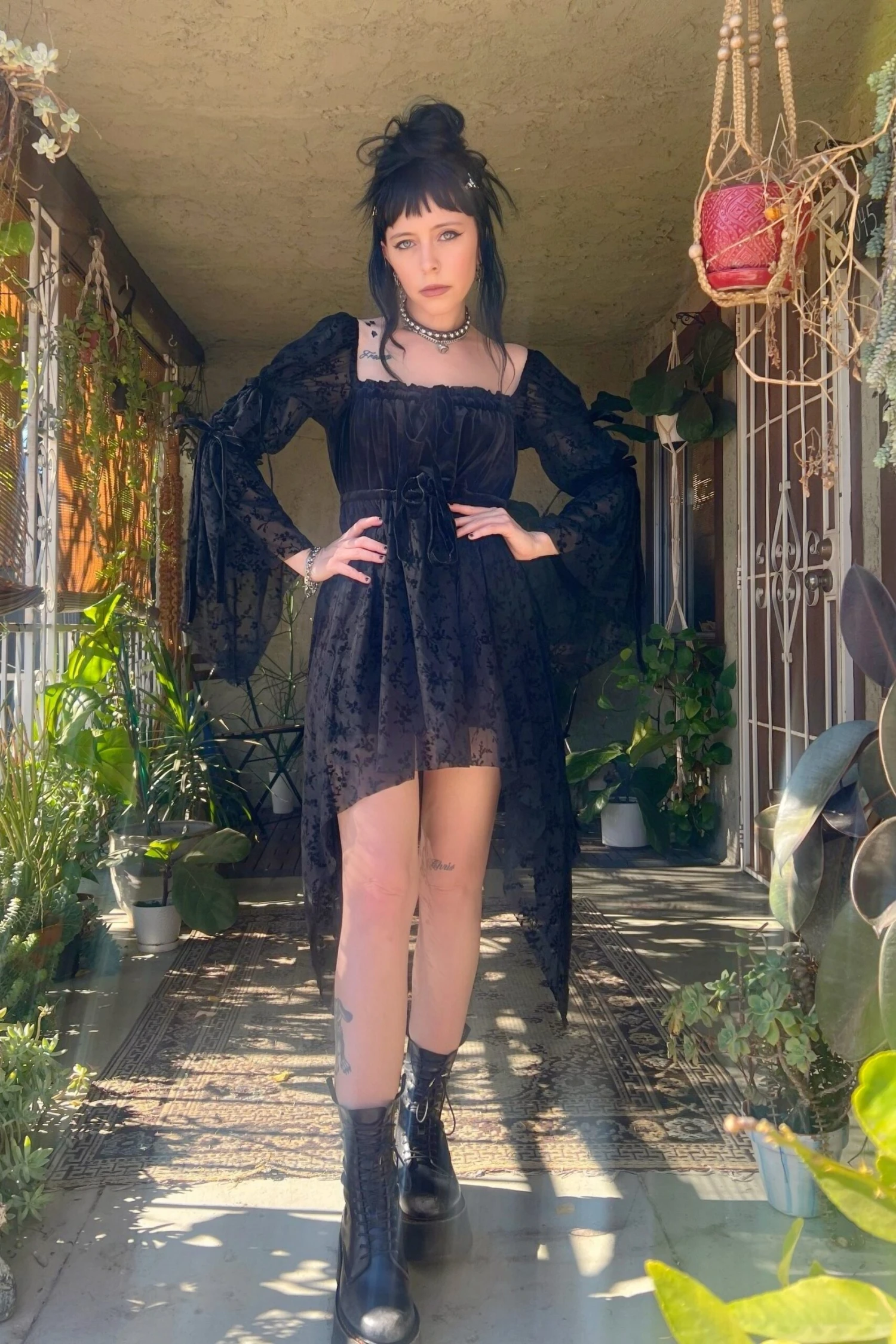 Desdemona Black Velvet Mix Dress 5 Desdemona Black Velvet Mix Dress - Image 5